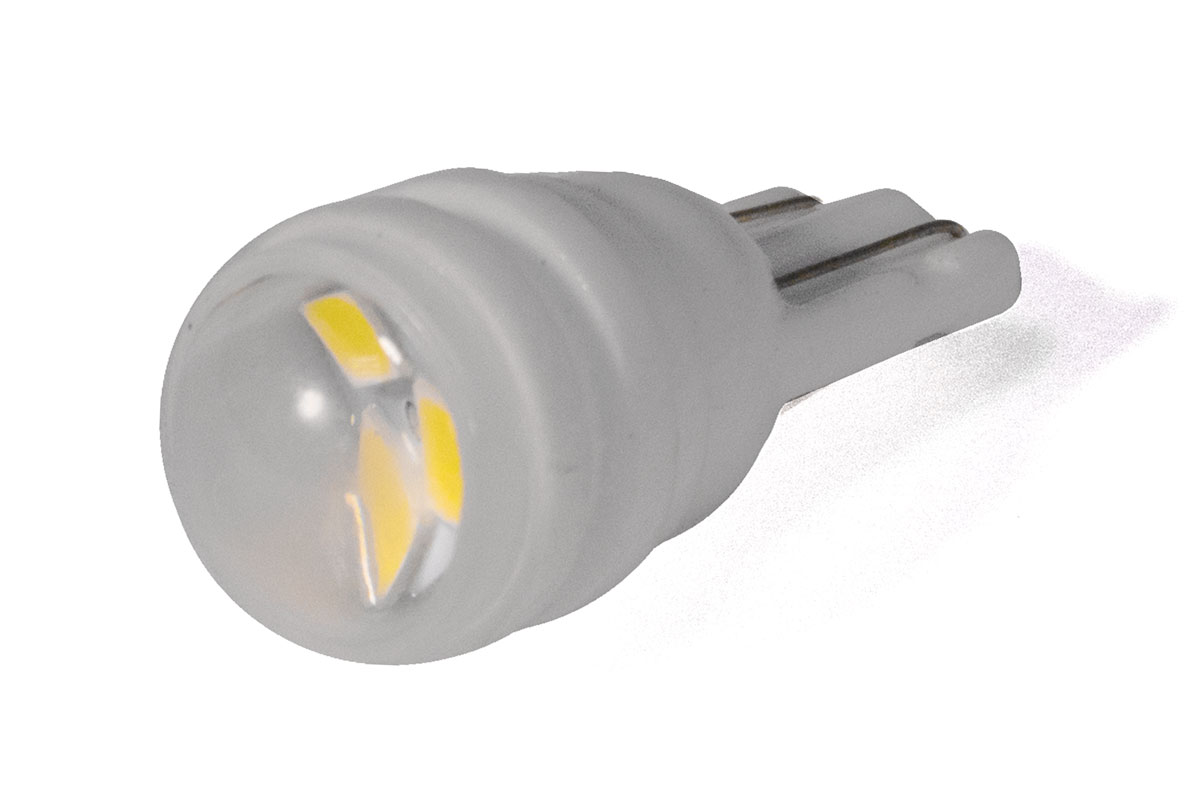 Світлодіодна лампа StarLight T10 3 діода SMD-2835 12V 0.5W WHITE прозора лінза CERAMIC