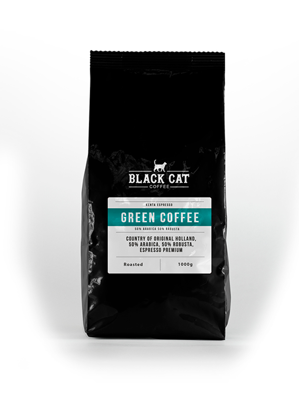 Кофе в зернах Black Cat Green 50% Арабики 50% Робуста 1 кг (11-353)