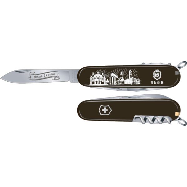 Ніж Victorinox Spartan City 91 мм 12 предметів Чорний (1.3603.3R31)