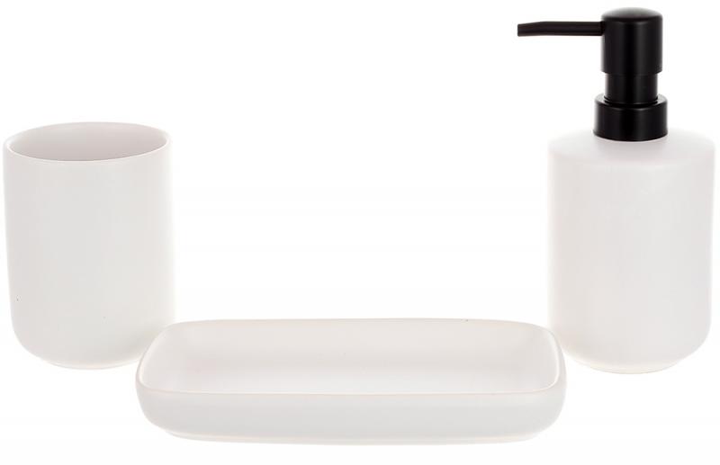 Набор керамических аксессуаров для ванной комнаты White and black 3 предмета ceramic DP219258 BonaDi
