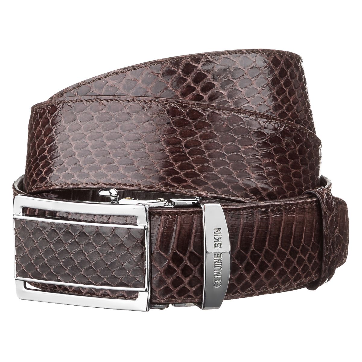 Ремінь-автомат SNAKE LEATHER 18166 з натуральної шкіри кобри Коричневий, Коричневий