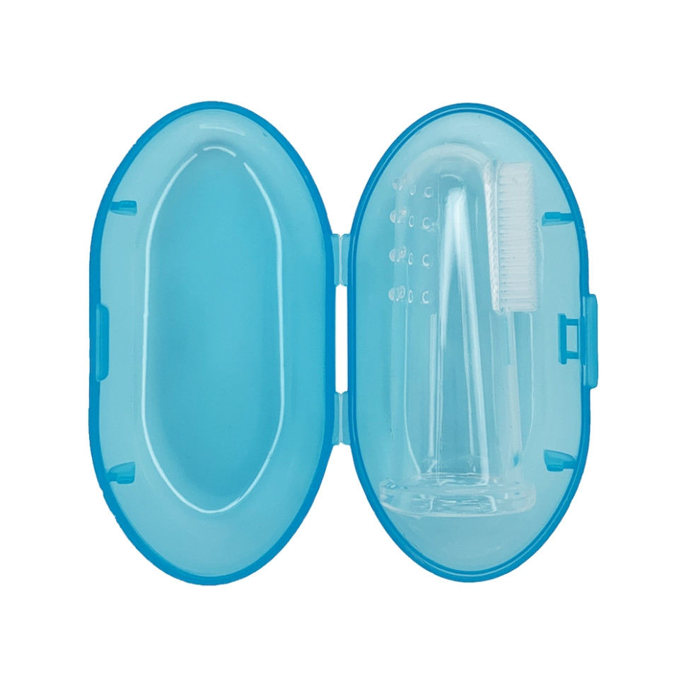 Силиконовая зубная щетка для десен Mega Zayka MGZ-0706(Blue) в футляре