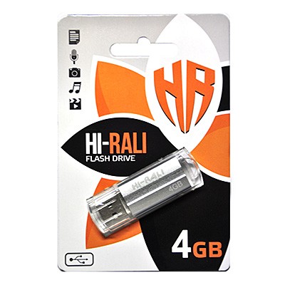 Флеш-накопитель USB 4GB Hi-Rali Corsair Series Silver (HI-4GBCORSL)