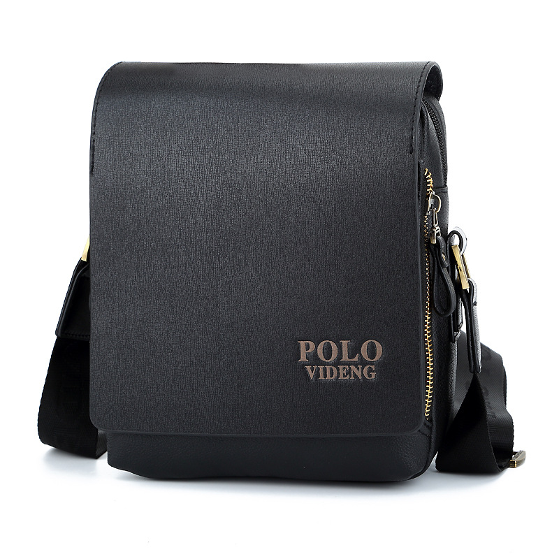 Мужская сумка через плечо POLO VIDENG 27x24x8 см. Черная