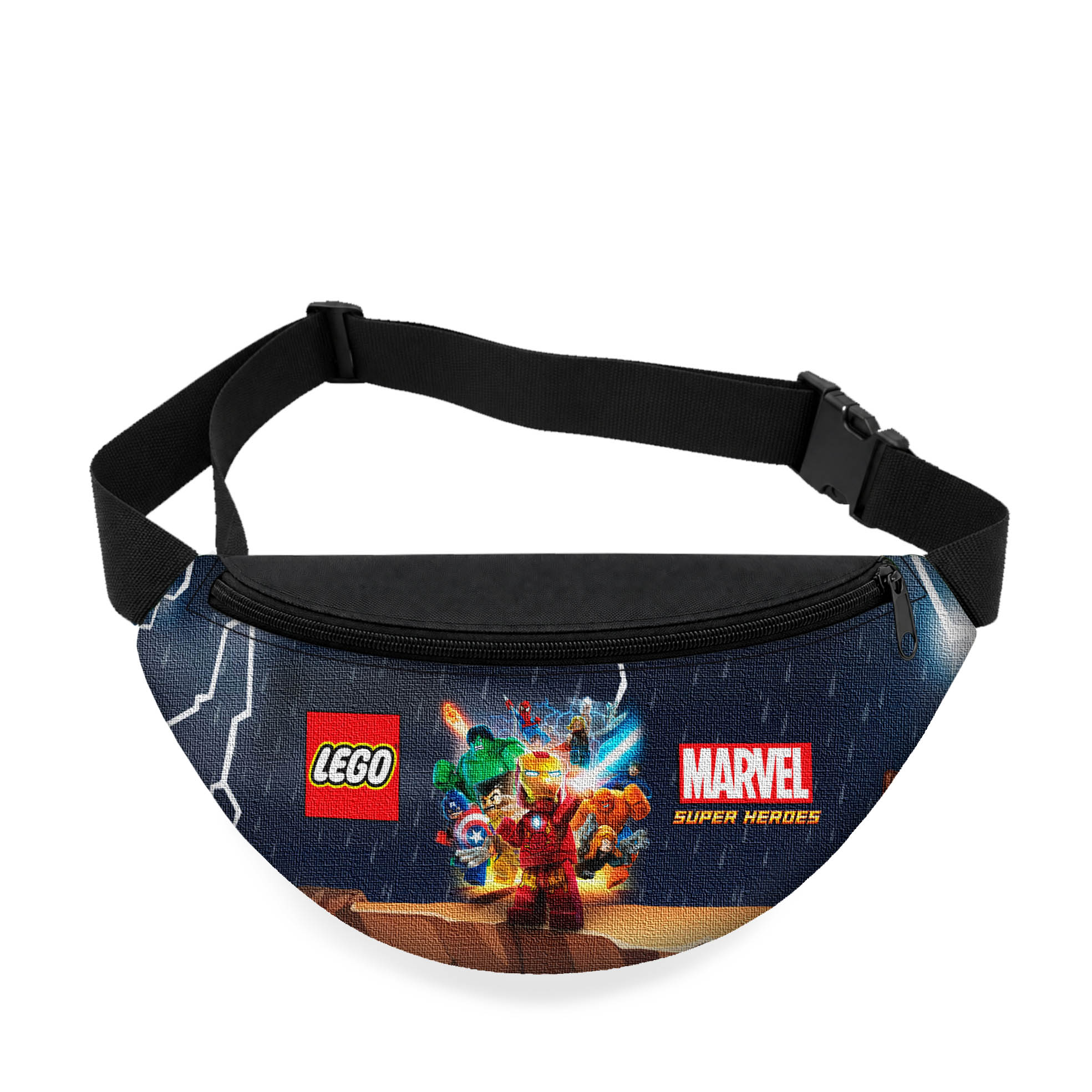 Дитяча бананка з принтом Marvel LEGO, чорна, 32x15x7.5 см