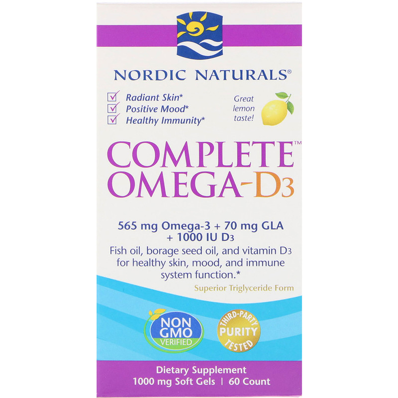 Комплекс Омега-D3 1000 мг Nordic Naturals Лимон 60 гелевых капсул