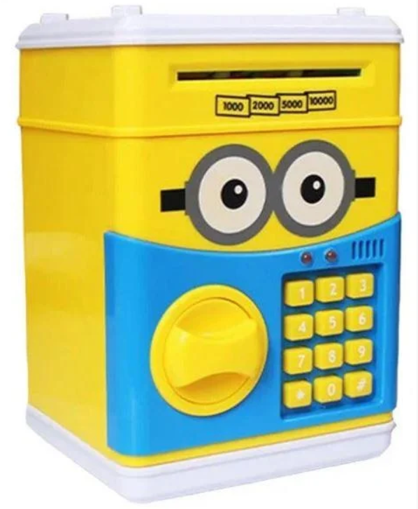 Сейф-скарбничка дитячий Cartoon Box 7030 з кодовим замком 19.5х13 см Жовтий