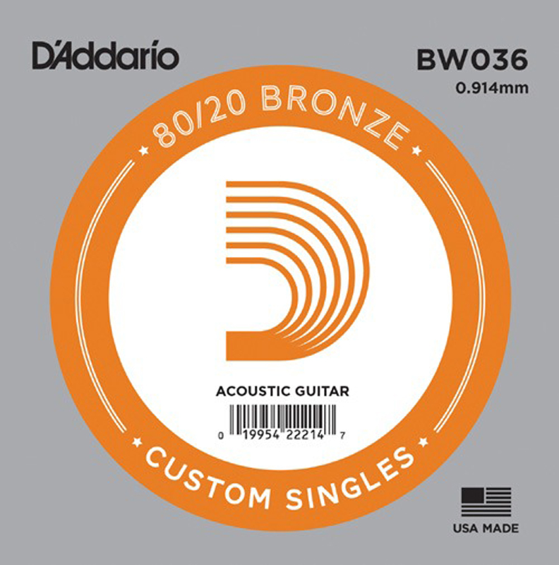 Струна D'Addario BW036 80/20 Bronze .036