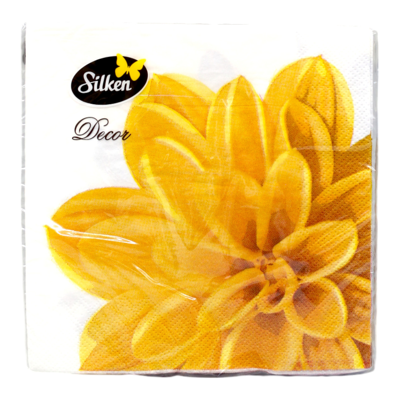 Салфетки бумажные Silken Цветение 33х33 см 3 слоя Белый 18 шт