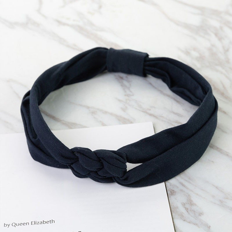 Повязка детская для волос Lesko Pure Color 002 Navy Синий (6601-23650)