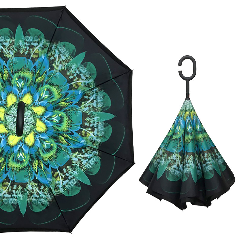 Зонт наоборот Up-Brella Зелёный Павлин (2907-13256)