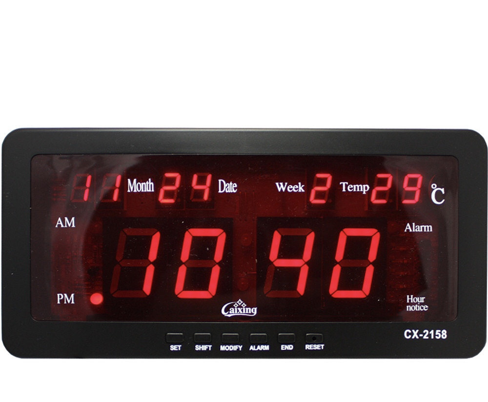 Годинник настільний електронний Caixing CX 2158 220В 12В Чорний