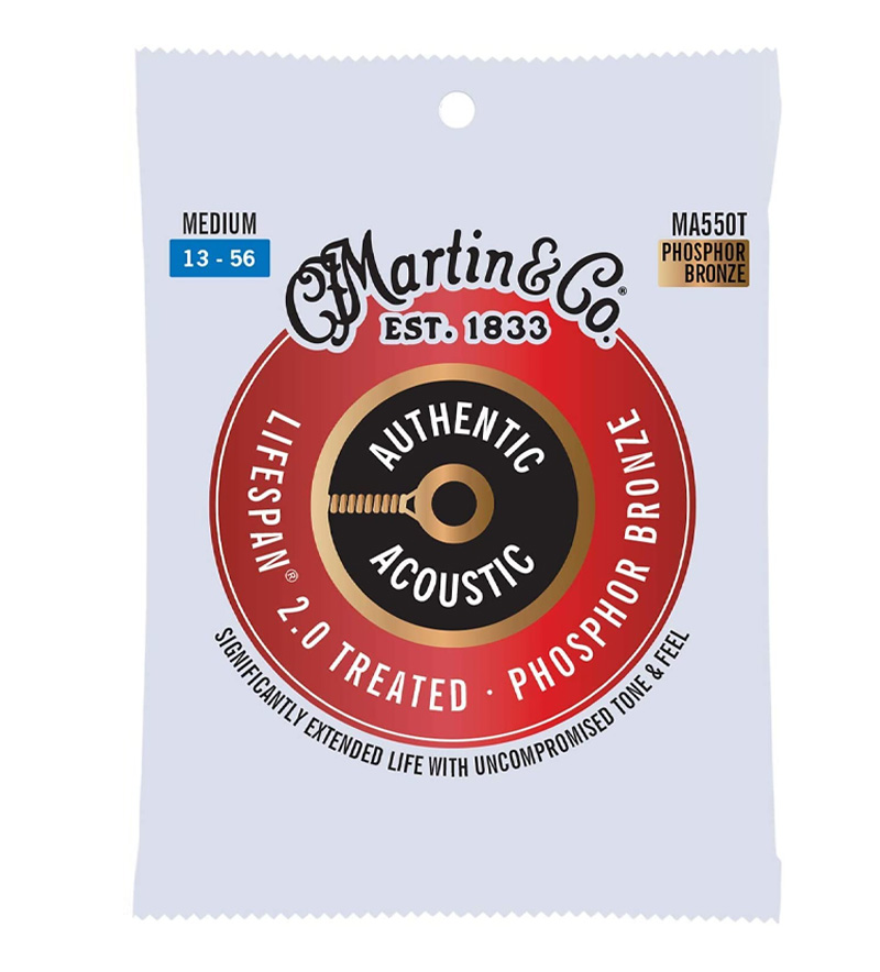 Струны для акустической гитары 6 шт Martin MA550T SP 92/8 Phosphor Bronze Medium Authentic Acoustic Guitar Strings 13/56