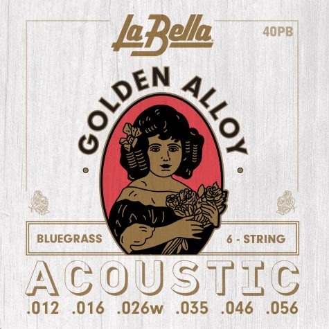 Струни для акустичної гітари La Bella 40PB 80/20 Golden Alloy Acoustic Guitar Strings Bluegrass 12/56