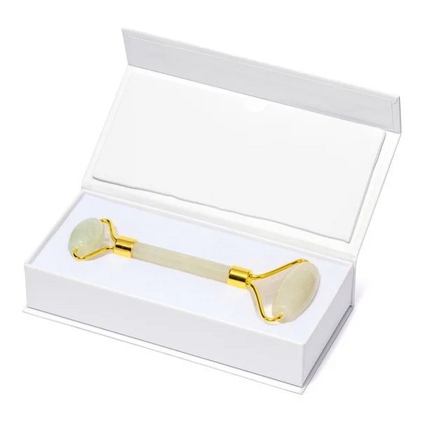 Роликовий масажер Facial Massage Roller Gua Sha Нефрит 14.5х6 см Зелений