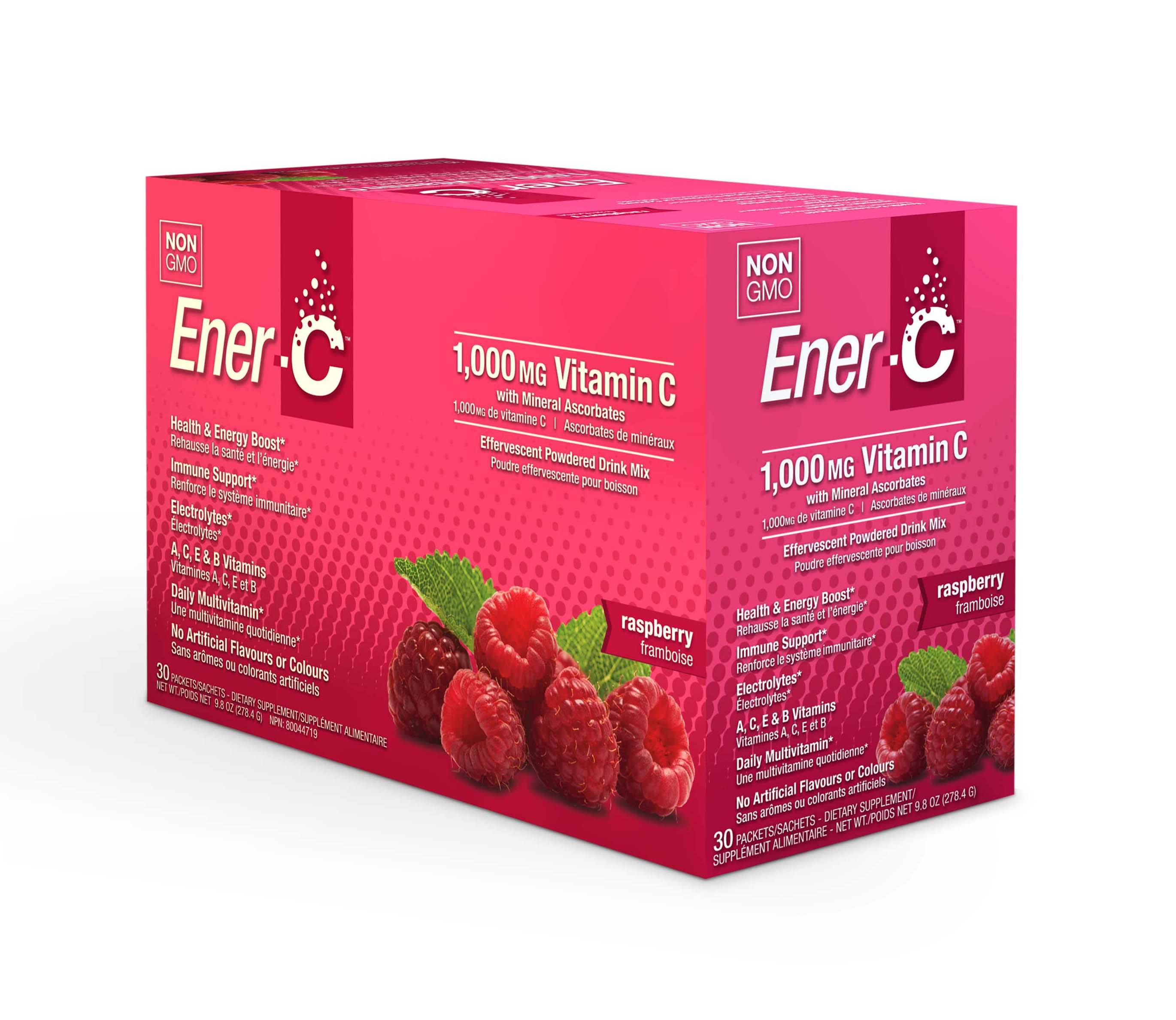 Вітамінний напій Ener-C для підвищення імунітету смаку малини Vitamin C 30 пакетиків (EC03)