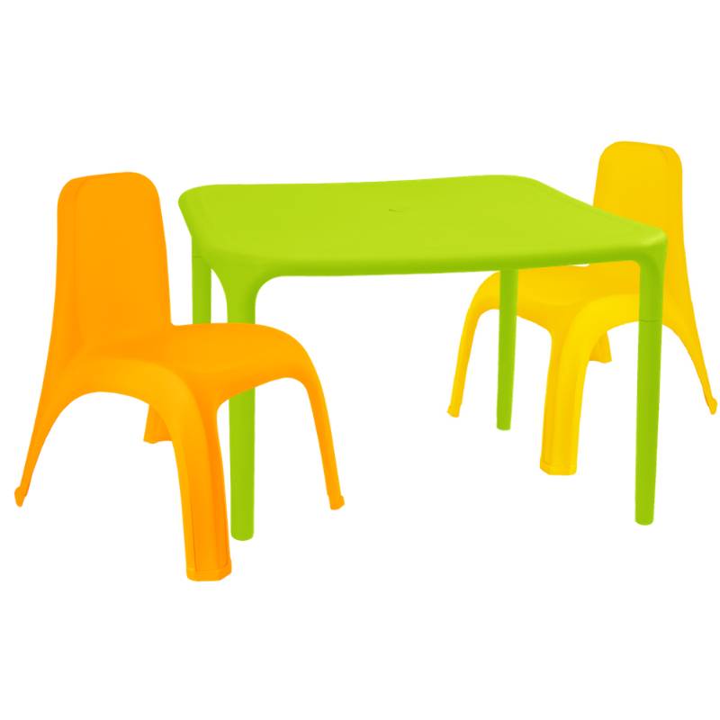 Дитячий стіл для творчості + 2 стільці Різнокольорові (18-100-14)
