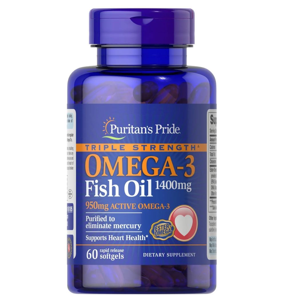 Омега 3 Puritan's Pride Triple Strength Omega-3 Fish Oil 1400 mg (950 mg Active Omega-3) 60 Softgels