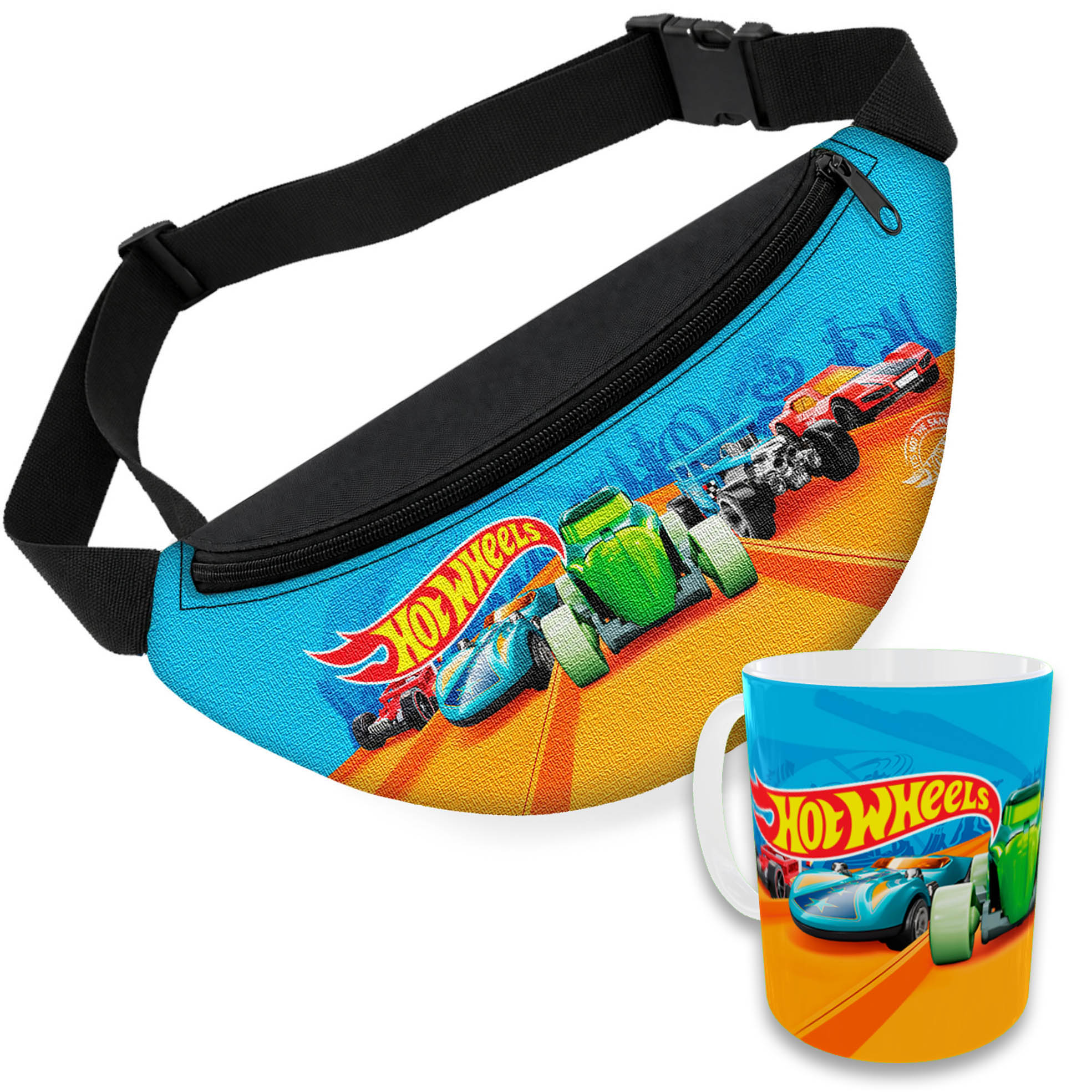 Дитяча сумка-бананка та кружка Hot Wheels, набір, 32х15 см, кераміка 330 мл