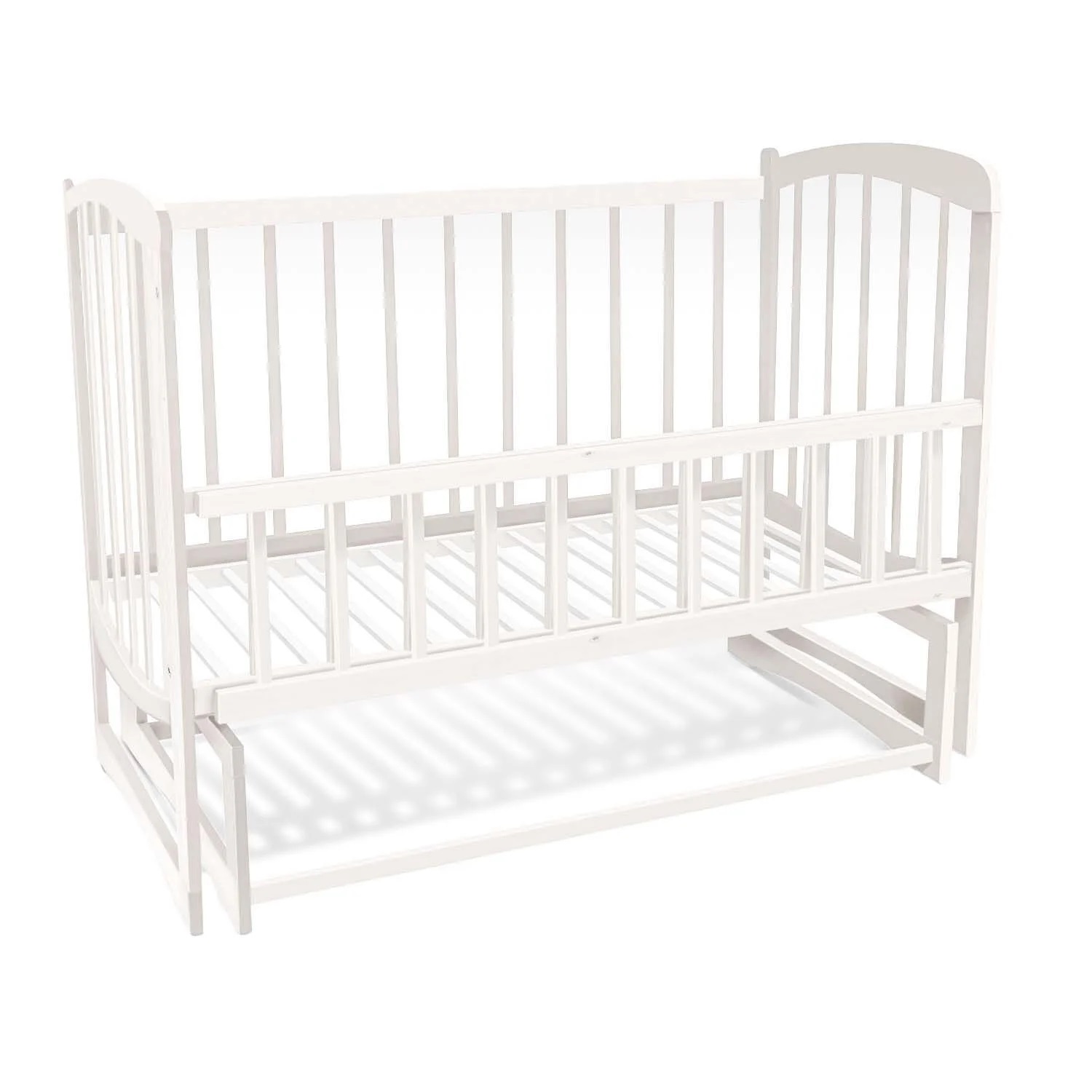Кроватка деревянная с откидным бортиком Наталка Комета 120 х 60 см White (149449)