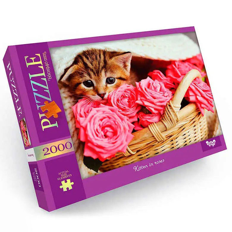 Пазл класичний Danko Toys C2000-01-01-10 2000 ел Котик у трояндах