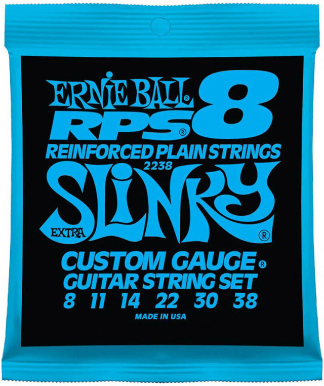 Струни для електрогітари Ernie Ball 2238 RPS-8 Reinforced Extra Slinky Electric Guitar Strings