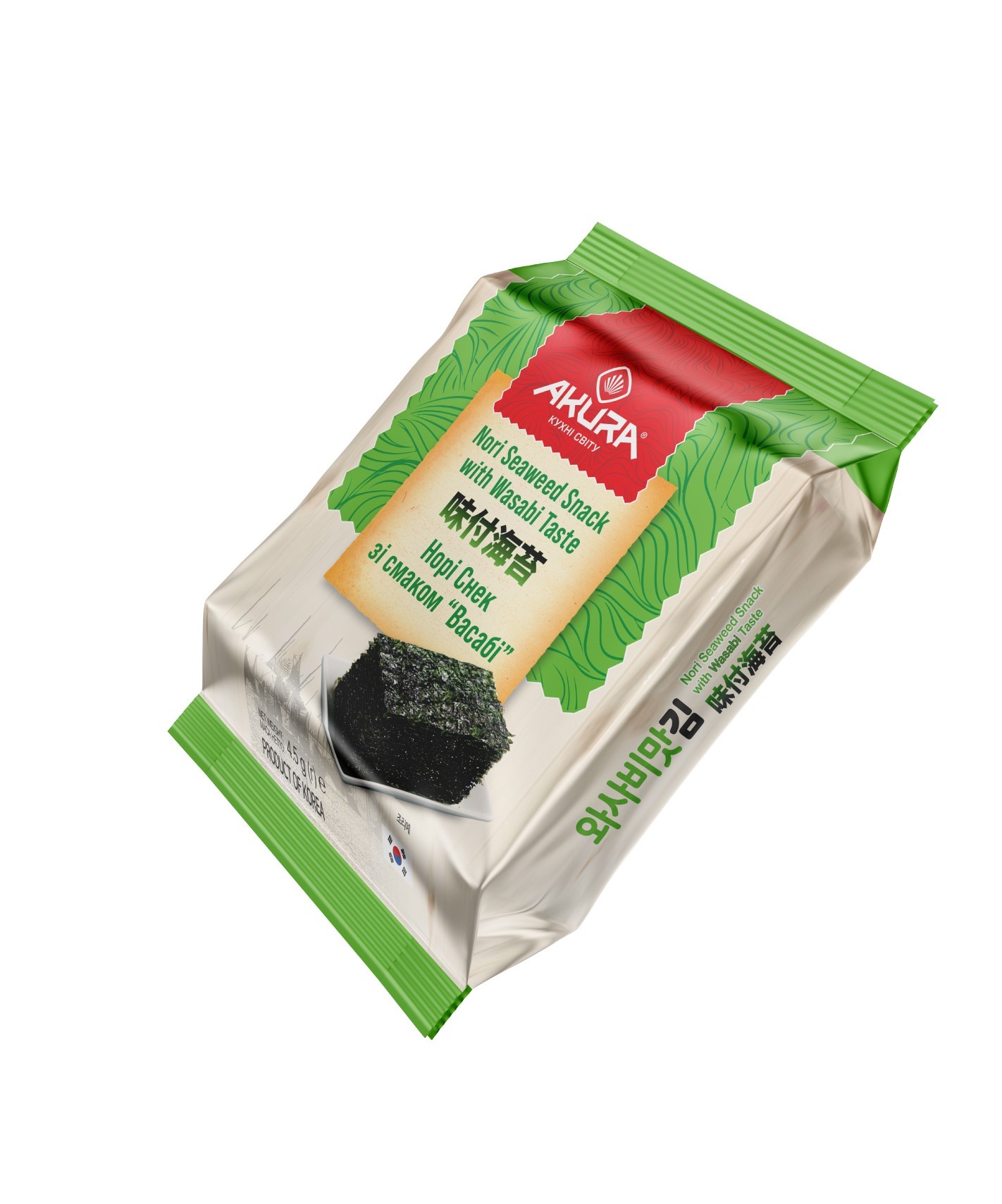 Нори снек со вкусом васаби тм "AKURA" 4,5 г