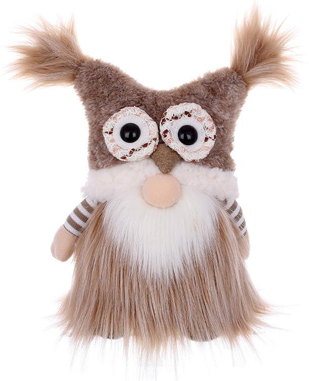 Декоративная игрушка Gnome with owl hat 30 см Разноцветный BonaDi DP232206