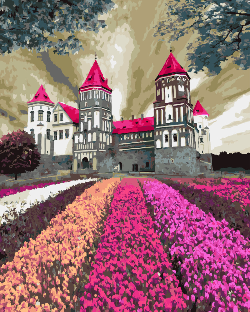 Картина за номерами BrushMe "Замок у квітах" 40х50см GX3288