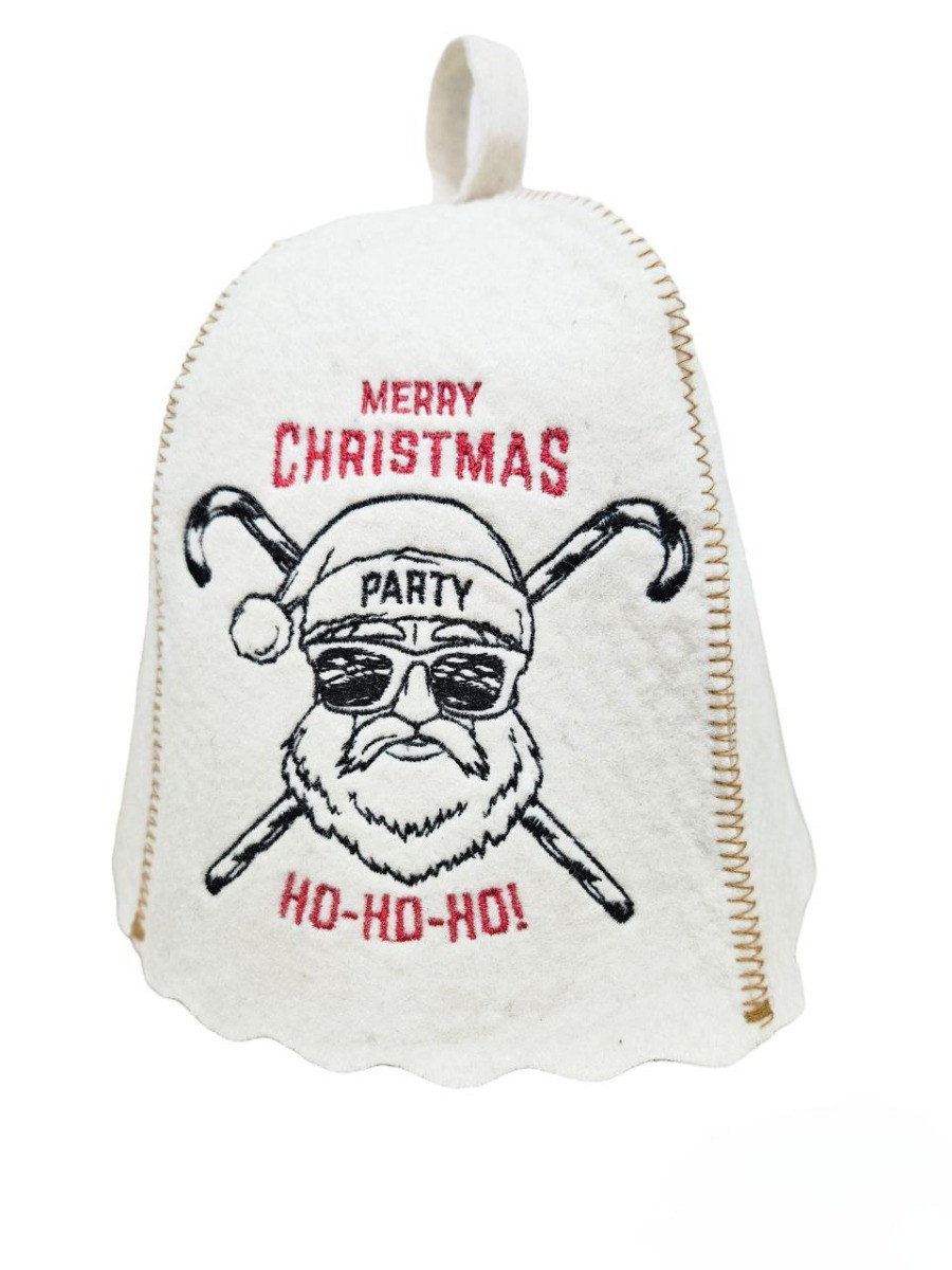 Банная шапка Luxyart One Size Merry Christmas натуральный войлок Белый (LA-868)