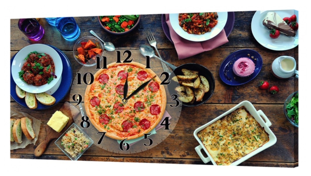 Настінний годинник ProfART на полотні 30 x 53 см Піца (08_S)