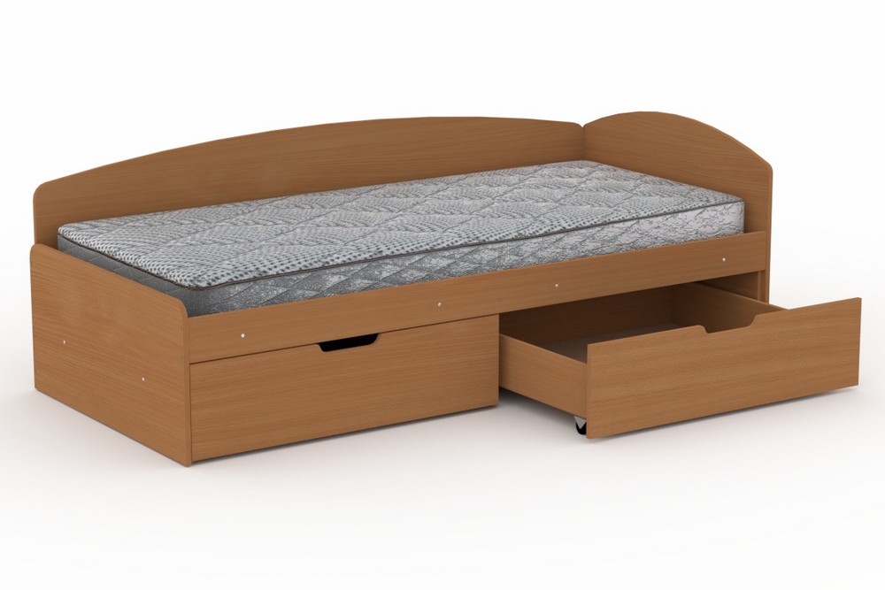 Односпальне ліжко з ящиками Компаніт-90+2С бук
