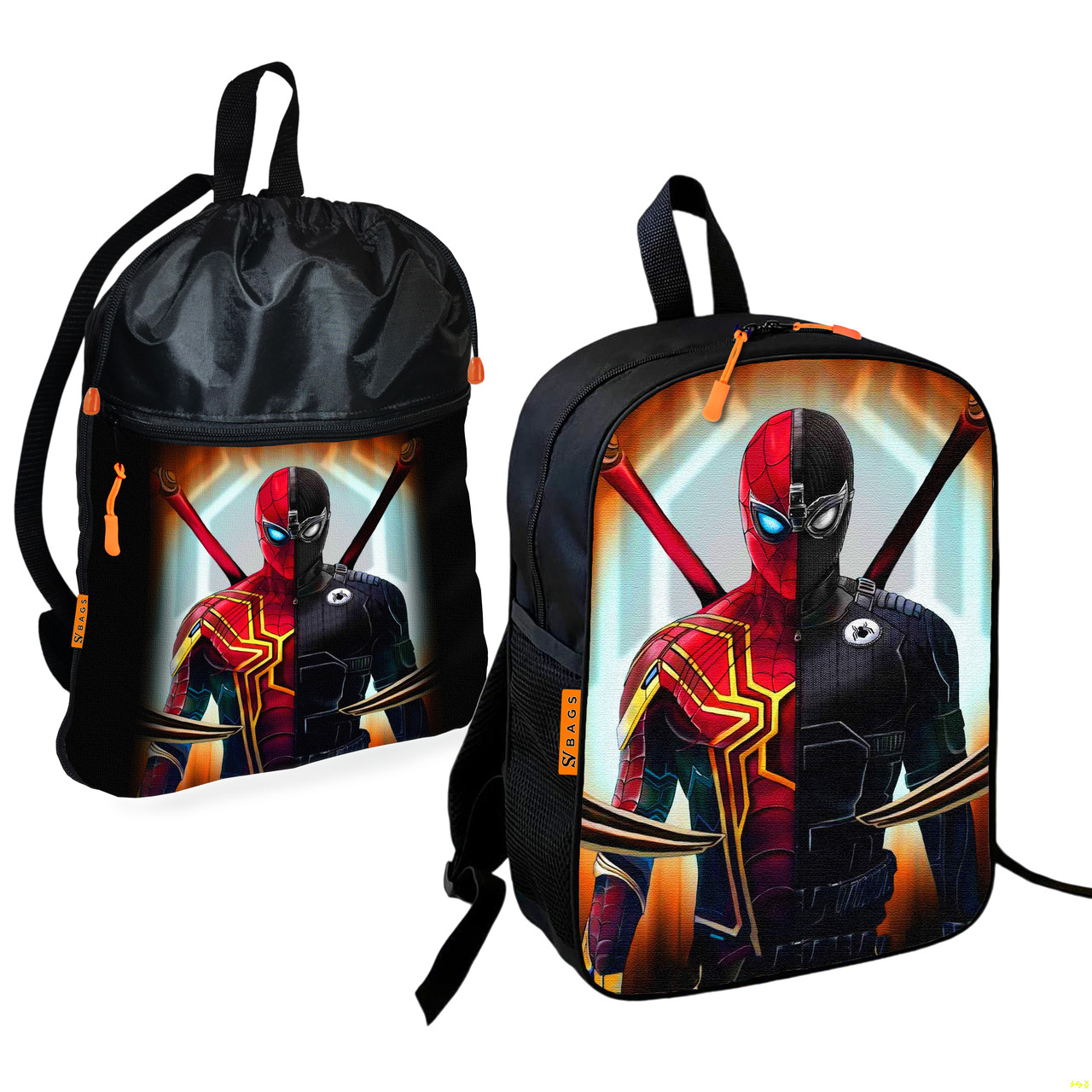 Дитячий шкільний рюкзак з сумкою для змінного взуття Spider-Man, водостійкий, 2 шт.