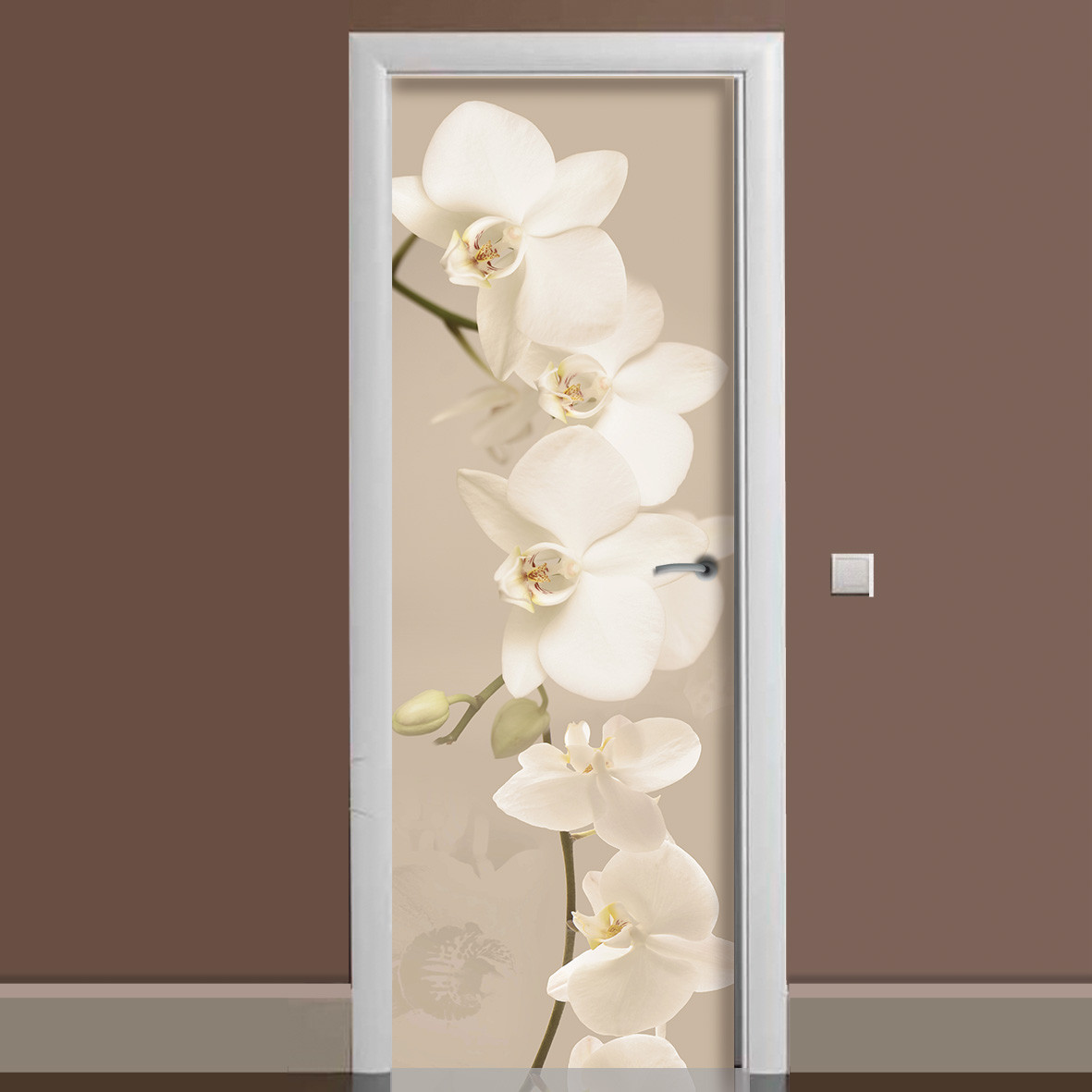 Наклейка на дверь Zatarga Орхидея беж 01 650х2000 мм Бежевый (z180207 dv)