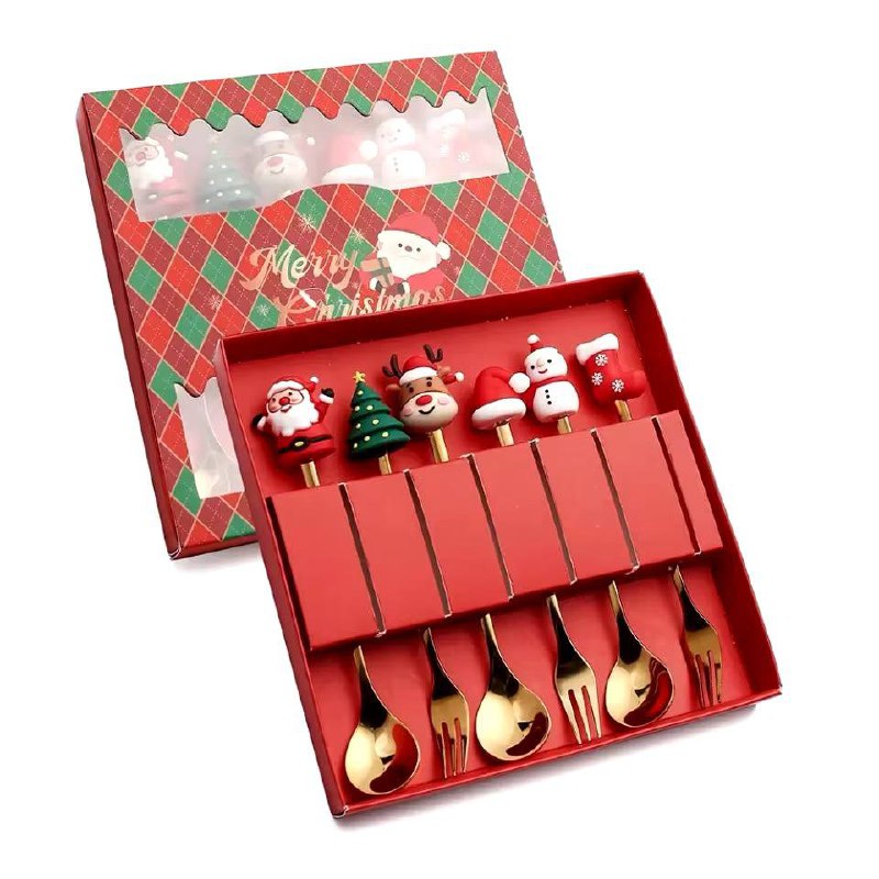 Набор десертных приборов новогодних No Brand Merry Christmas Разноцветный 6 шт