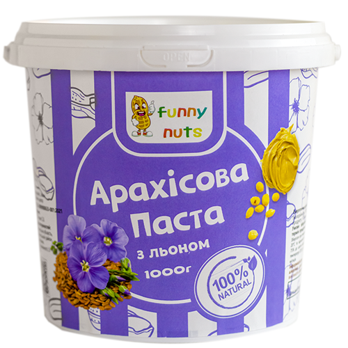 Арахисовая паста Funny Nuts с льном 1000 г (1696185204)