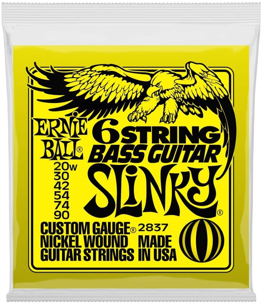 Струни для бас-гітари Ernie Ball 2837 6 String Bass Guitar Slinky Nickel Wound 20w/90