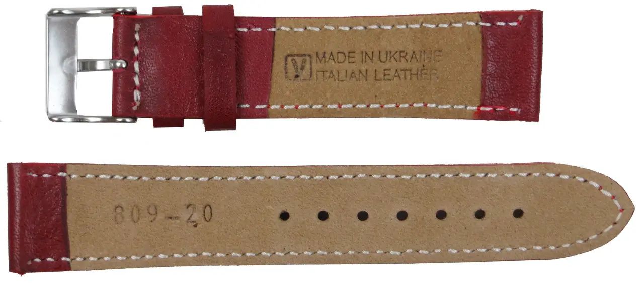 Ремешок для часов из кожи Mykhail Ikhtyar 20 мм Бордовый (S809-20S bordo)