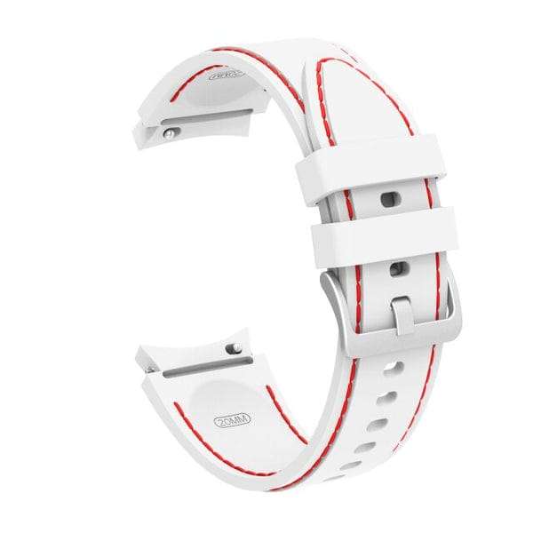 Ремешок силиконовый BeWatch Samsung Galaxy Watch 4/5/Pro Белый с красной прострочкой (0133102)