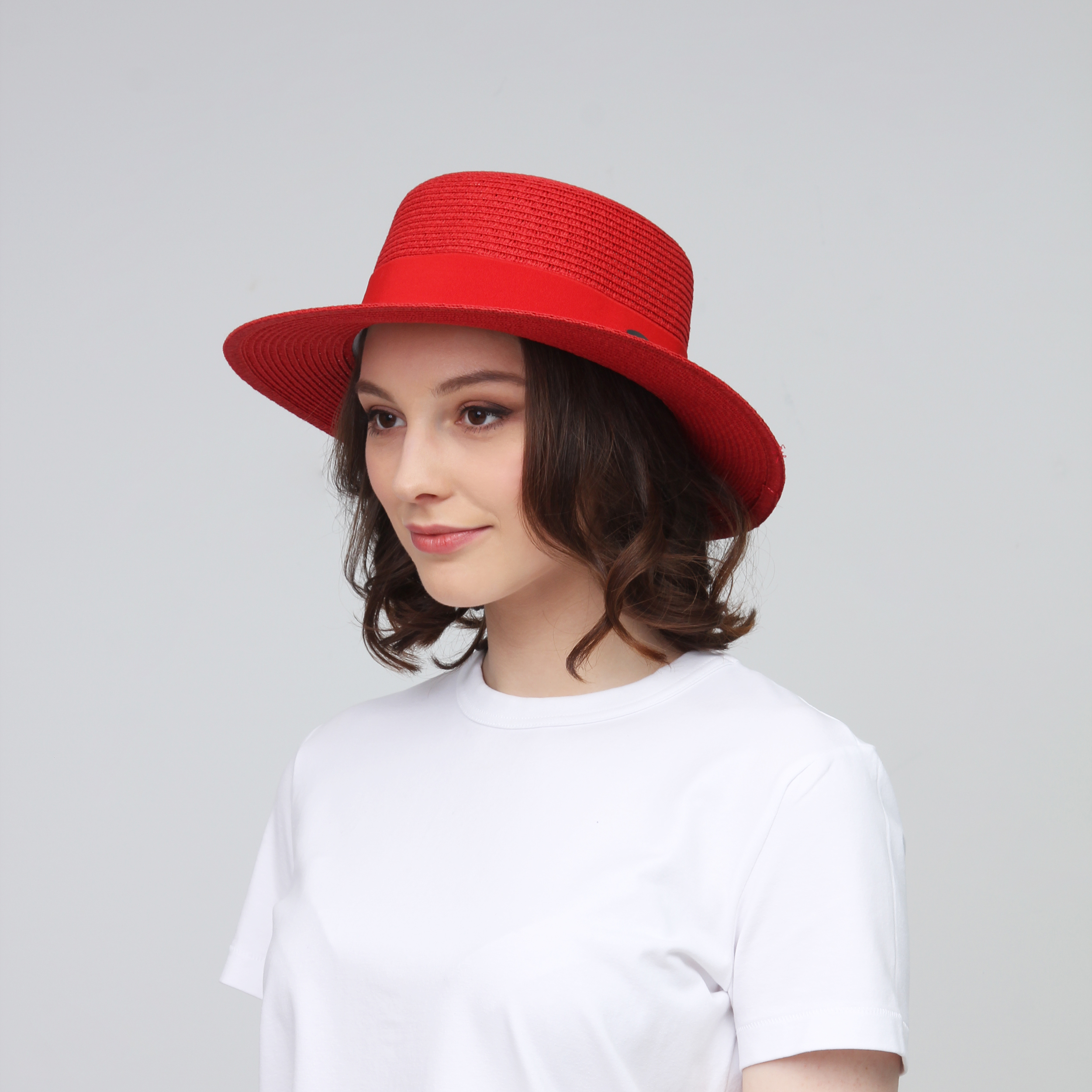 Шляпа LuckyLOOK канотье 375-858 One size Красный