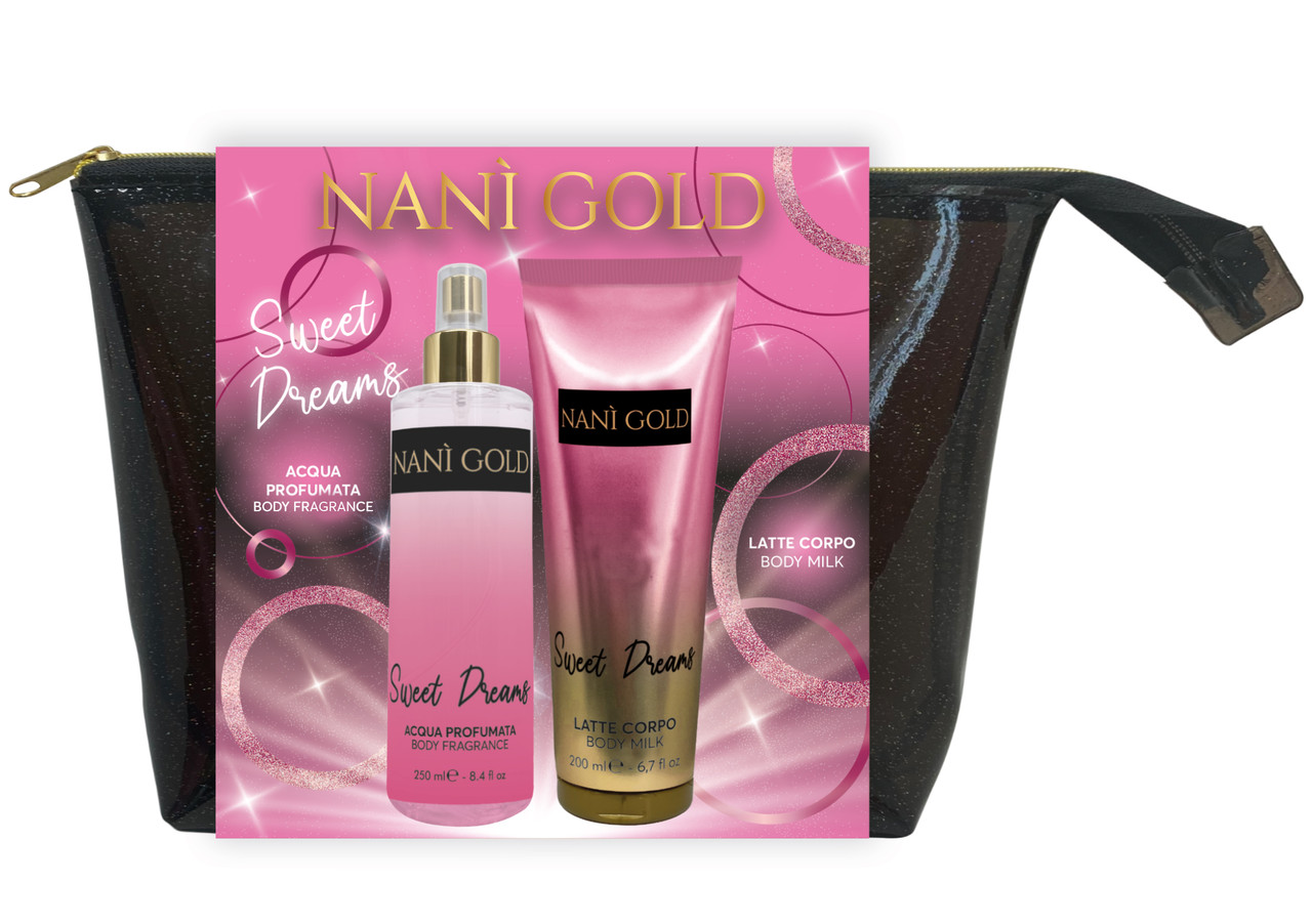 Набор подарочный Nani Gold Sweet Dreams спрей 250мл молочко 200мл косметичка