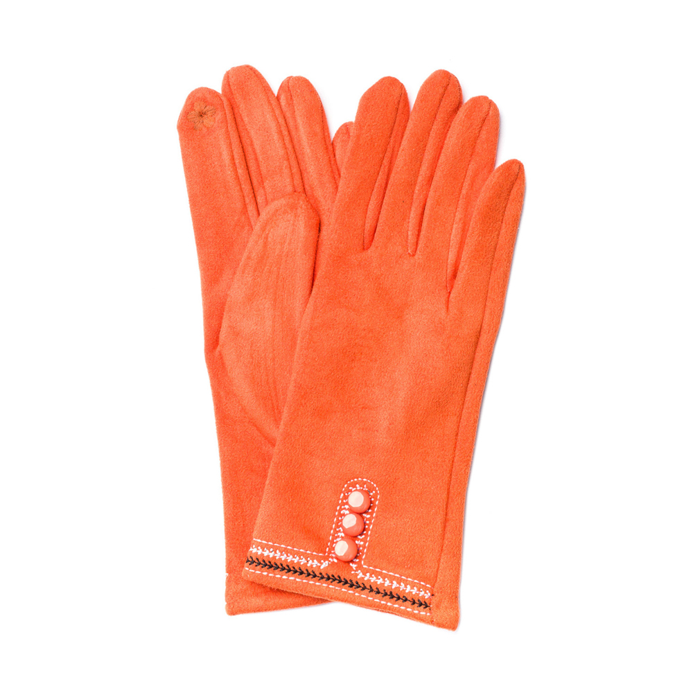 Перчатки LuckyLOOK женские экозамш Smart Touch 688-606 One size Оранжевый