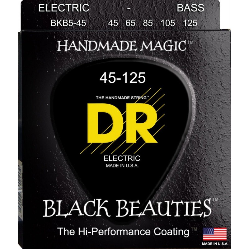 Струни для бас-гітари DR BKB5-45 Black Beauties K3 Coated Medium Bass 5 Strings 45/125