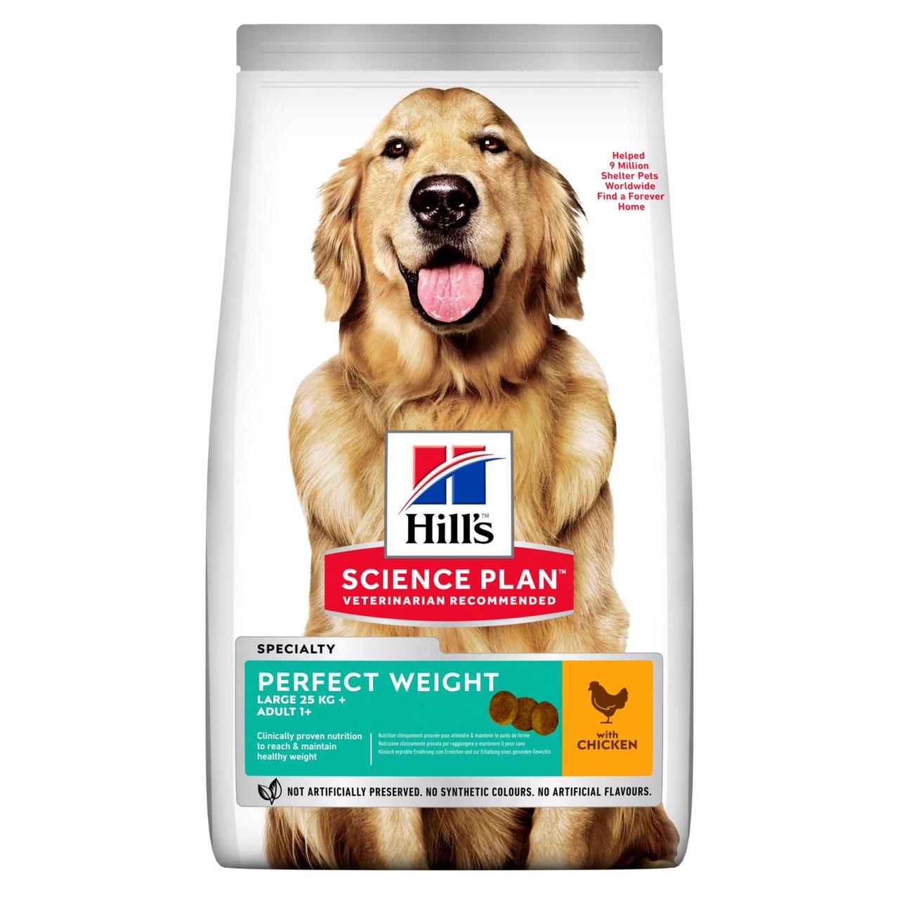 Сухой корм для собак Hill's Science Plan Canine Adult Perfect Weight Large Breed с курицей 12 кг (604316)
