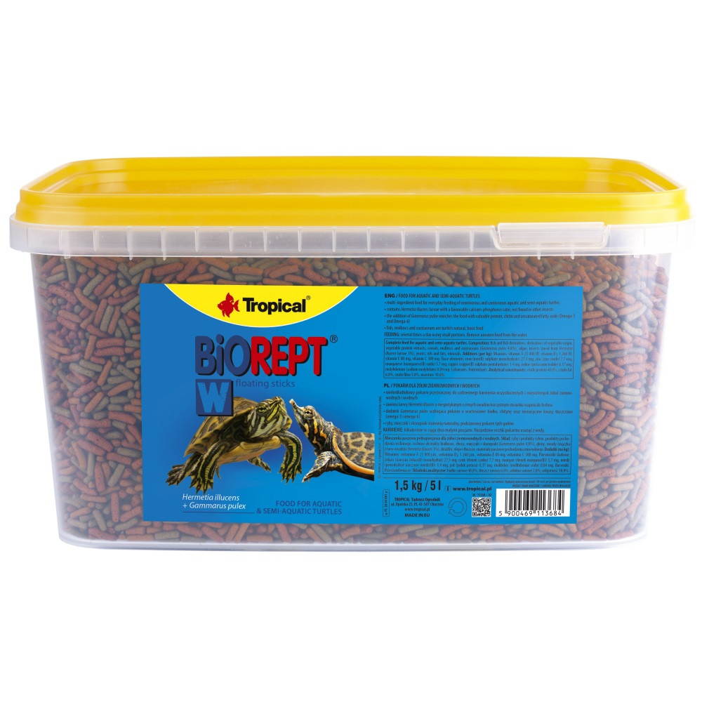 Сухий корм для водоплавних черепах Tropical Biorept W палички 5 л 1,5 кг (11368)