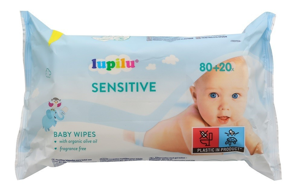 Детские влажные салфетки Lupilu Sensitive 80+20 шт