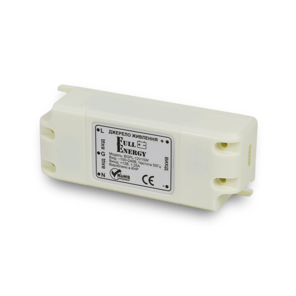 Імпульсний блок живлення Full Energy BGPL-12V15W 12 В, 1.25 А, 15 Вт — пластиковий корпус