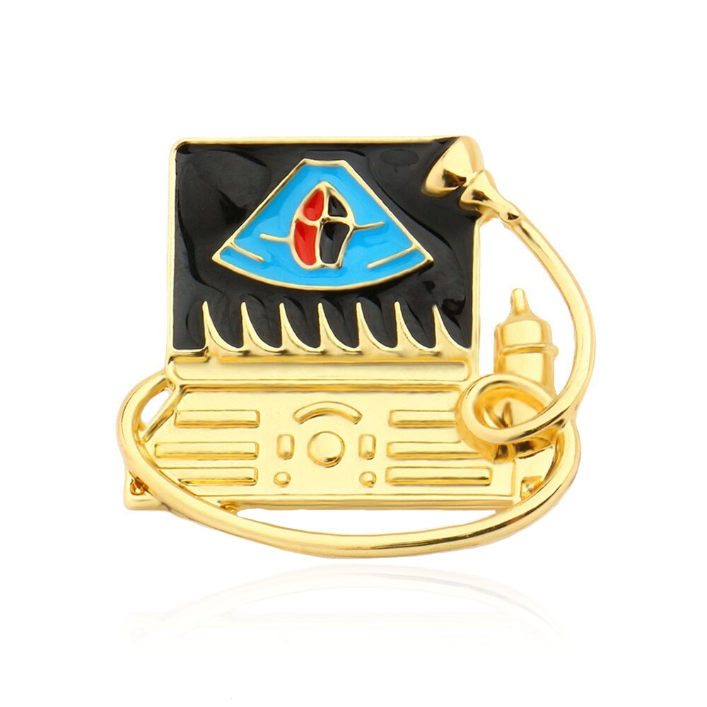 Брошь-значок BROCHE Аппарат УЗИ золотистая