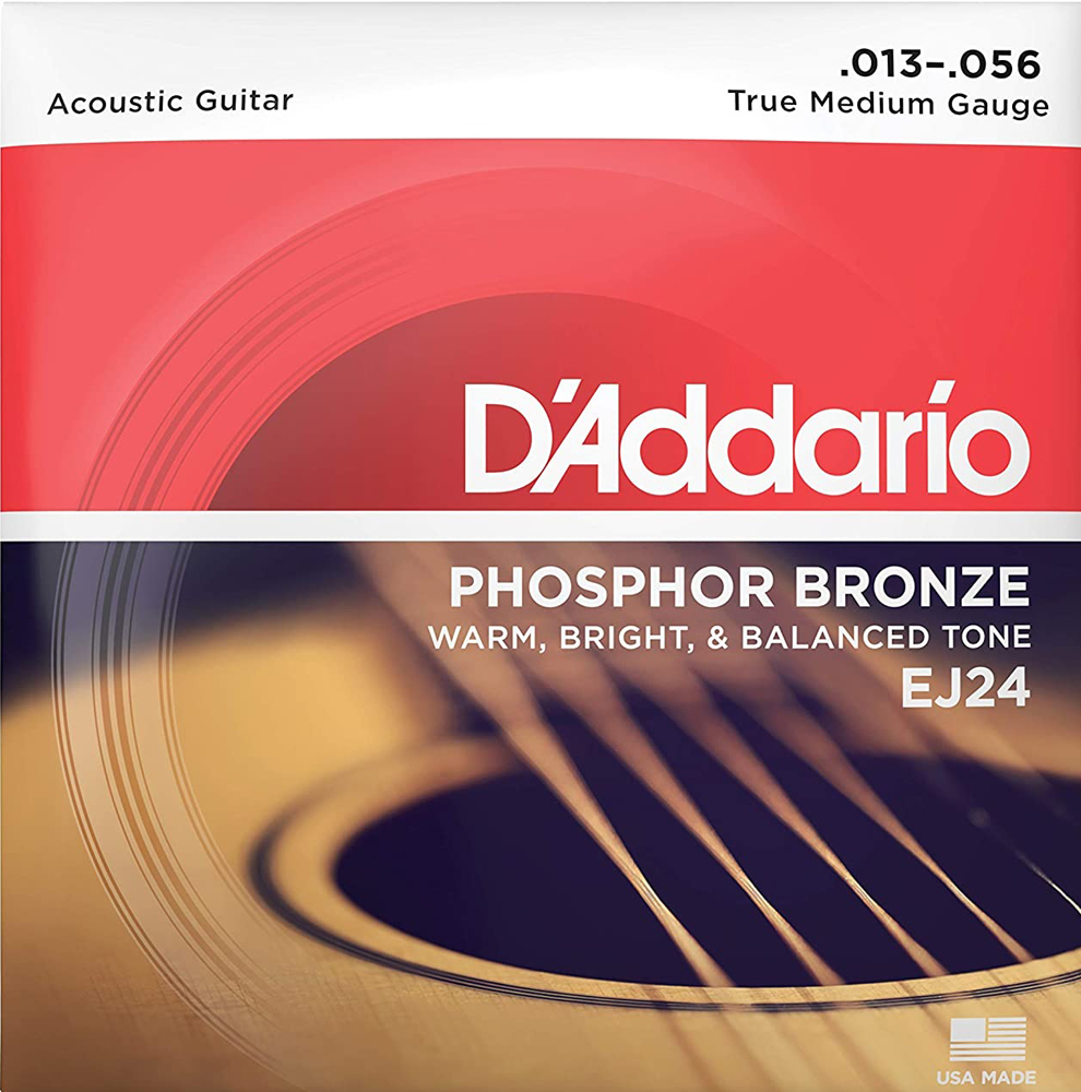 Струны для акустической гитары 6 шт D'Addario EJ24 Phosphor Bronze Medium Acoustic Guitar Strings 13/56