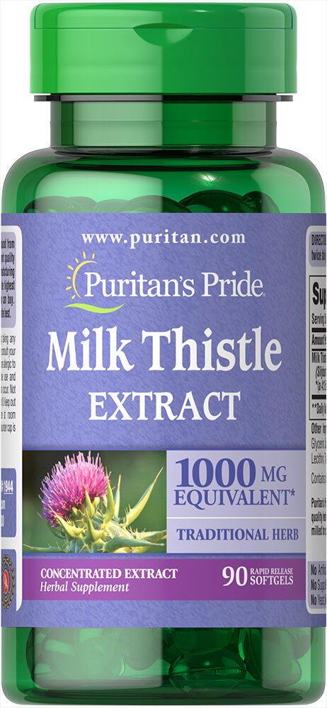 Расторопша Milk Thistle 4:1 (Silymarin) Puritan's Pride 1000 мг 90 капсул (31975)